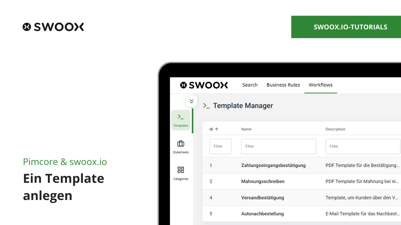 Ein Template anlegen | Workflow Engine | swoox.io Tutorials