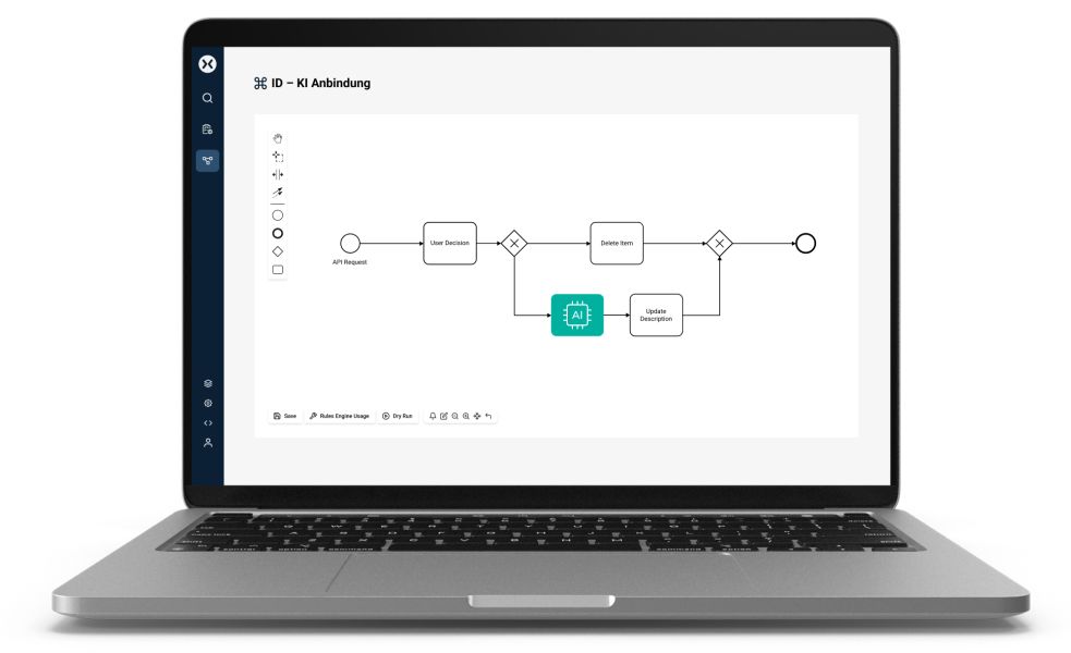 Laptop, auf welchem ein Workflow abgebildet ist
